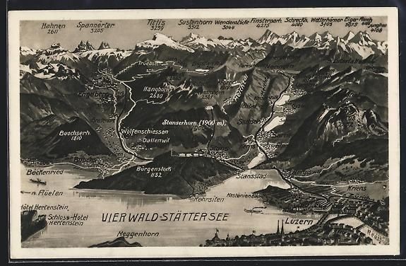 Cartes postales: Luzern, Panorama mit Schloss-Hotel Herte – D'occasion à Berlin par bartko-reher