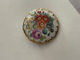 Art Deco Broche en porcelaine Rosenthal motif floral or