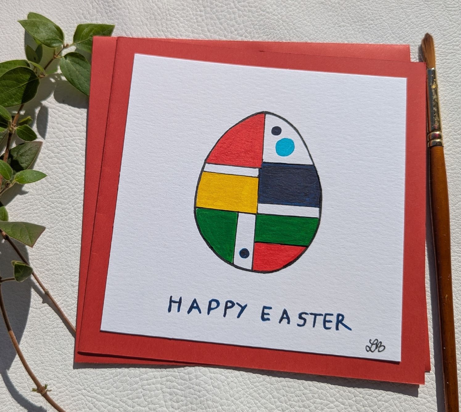 Cartoline: Handmade Easter Card - Unique Mondrian Egg Design – Nuovo e nell'imballaggio originale da Winterthur venduto da LaVieColor