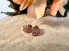 Blüemli Ohrstecker Silber Roségold vergoldet mit Zirkonia