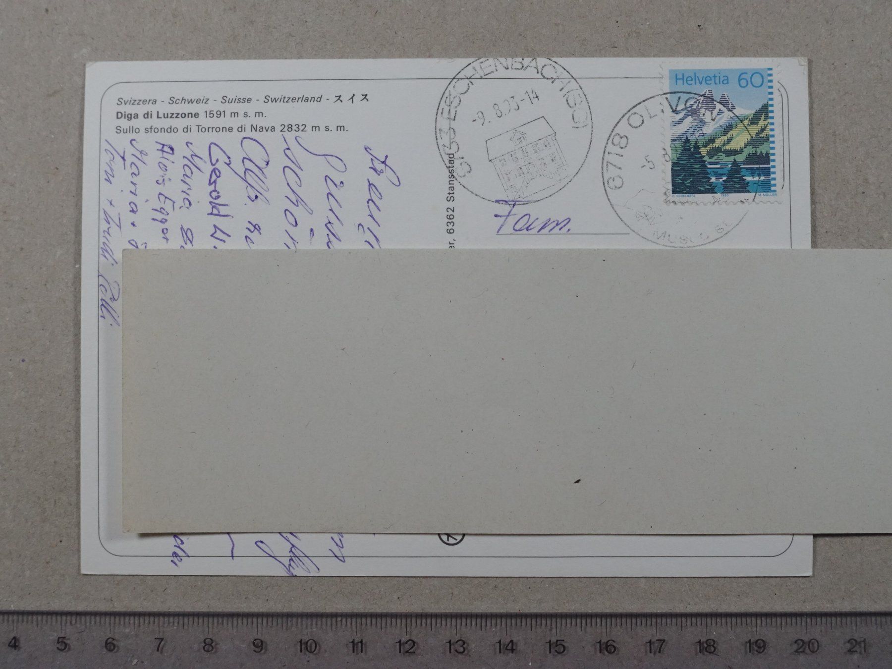 Cartoline postali: Diga di Luzzone, 1993 – Usato da Lenzburg venduto da fh1 1