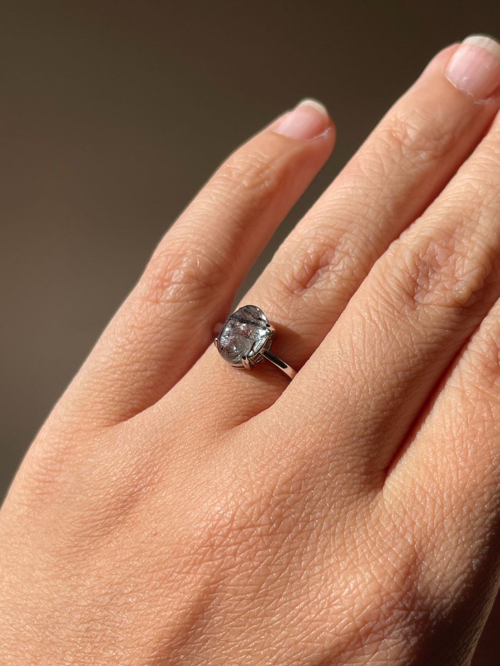 Anelli: 100 % echter schwarzer Rutilquarz-Ring – Edelsteinring. – Nuovo e nell'imballaggio originale da Schiers venduto da sisikristall 1