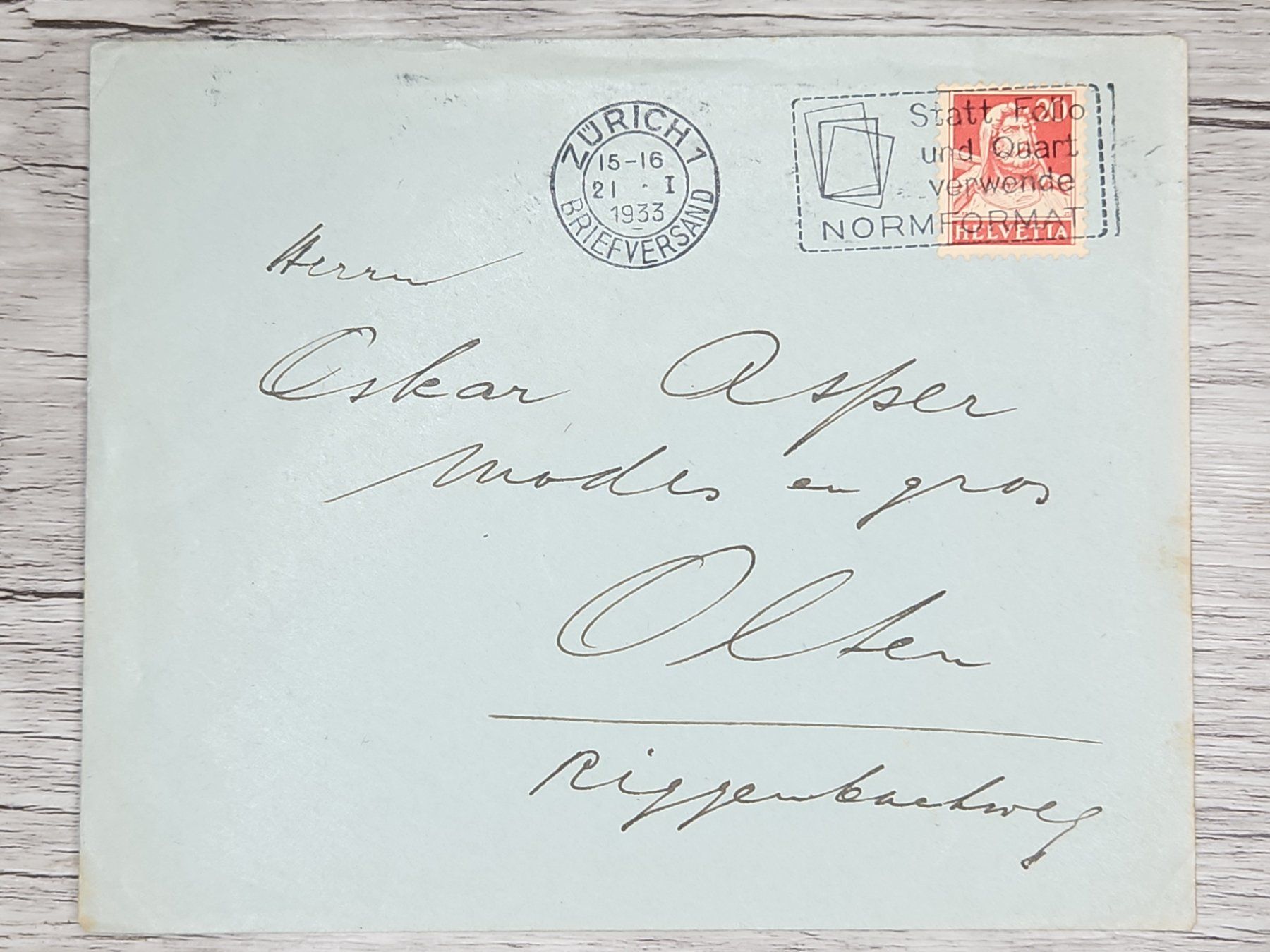 Tutti i francobolli: CL01 Enveloppe + Timbre Suisse 1933 – Usato da Cousset venduto da Patrick_Collections