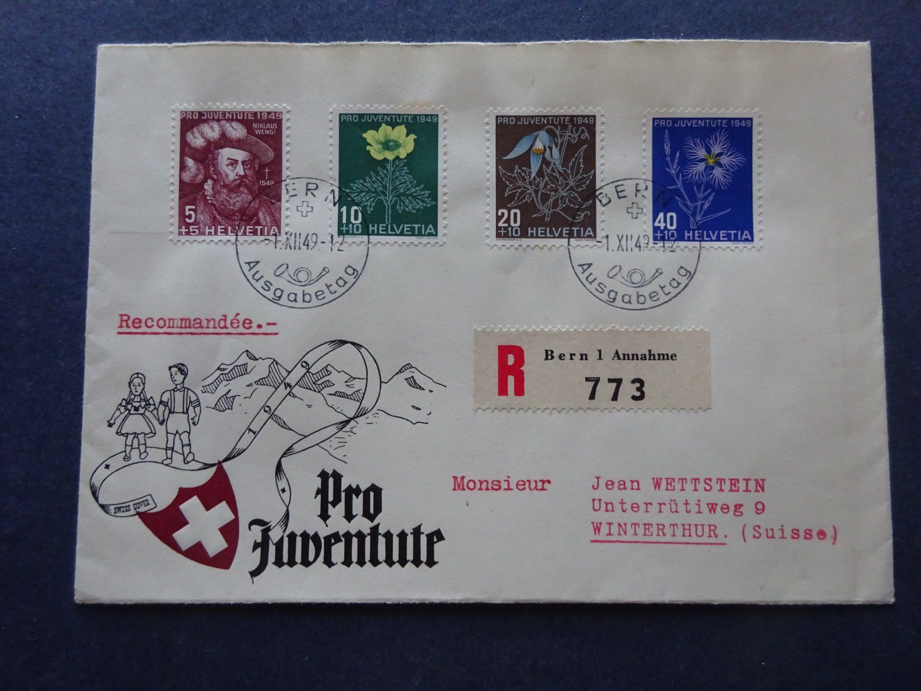 Tutti i francobolli: 1949 Pro Juventute FDC BERN Illustriert – Usato da Appenzell-Steinegg venduto da adi1975 4