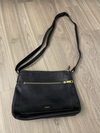 Sac bandoulière Fossil noir en cuir