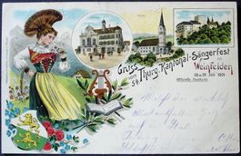 LITHO Gruss vom Thurg. Kantonal-Sängerfest - WEINFELDEN 1901