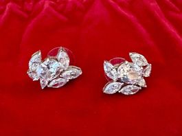 Steel earrings with cubic zirconia, very chic, very nice