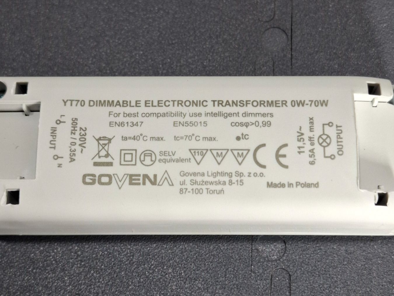 Componenti elettronici: Transformateur électronique GOVENA YT70 LED dimmable 0-70W – Nuovo e nell'imballaggio originale da Villars-Ste-Croix venduto da pau_8fls 1