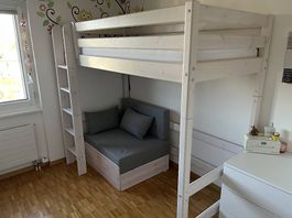 Flexa Hochbett mit Sofabett Massivholz