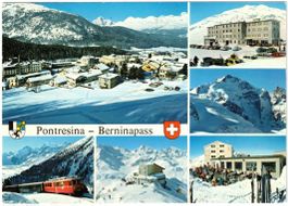 Pontresina - 6 Bild AK Berninapass
