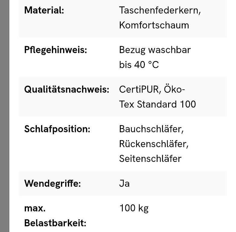 Materassi: Taschenfedernkern Matratze  – Usato da Uster venduto da Eno64 1