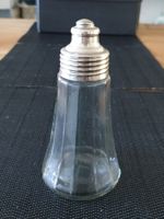 Antiker Zuckerstreuer / Puderzucker Spender, Glas & Metall