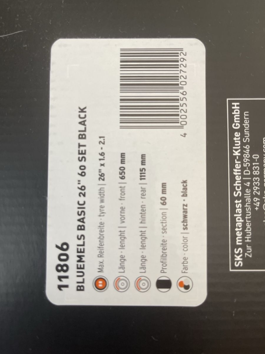 Sks Pezzi di ricambio: SKS BLUEMELS BASIC 26" 60 BLACK - Nur Heckschutzblech – Nuovo e nell'imballaggio originale da Züberwangen venduto da RoBsELl 5