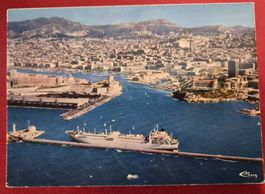 Marseille Hafen mit Schiff Luftansicht 1977