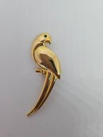 Elegante Vintage Papagei Brosche, goldfarben, mit grünen ...