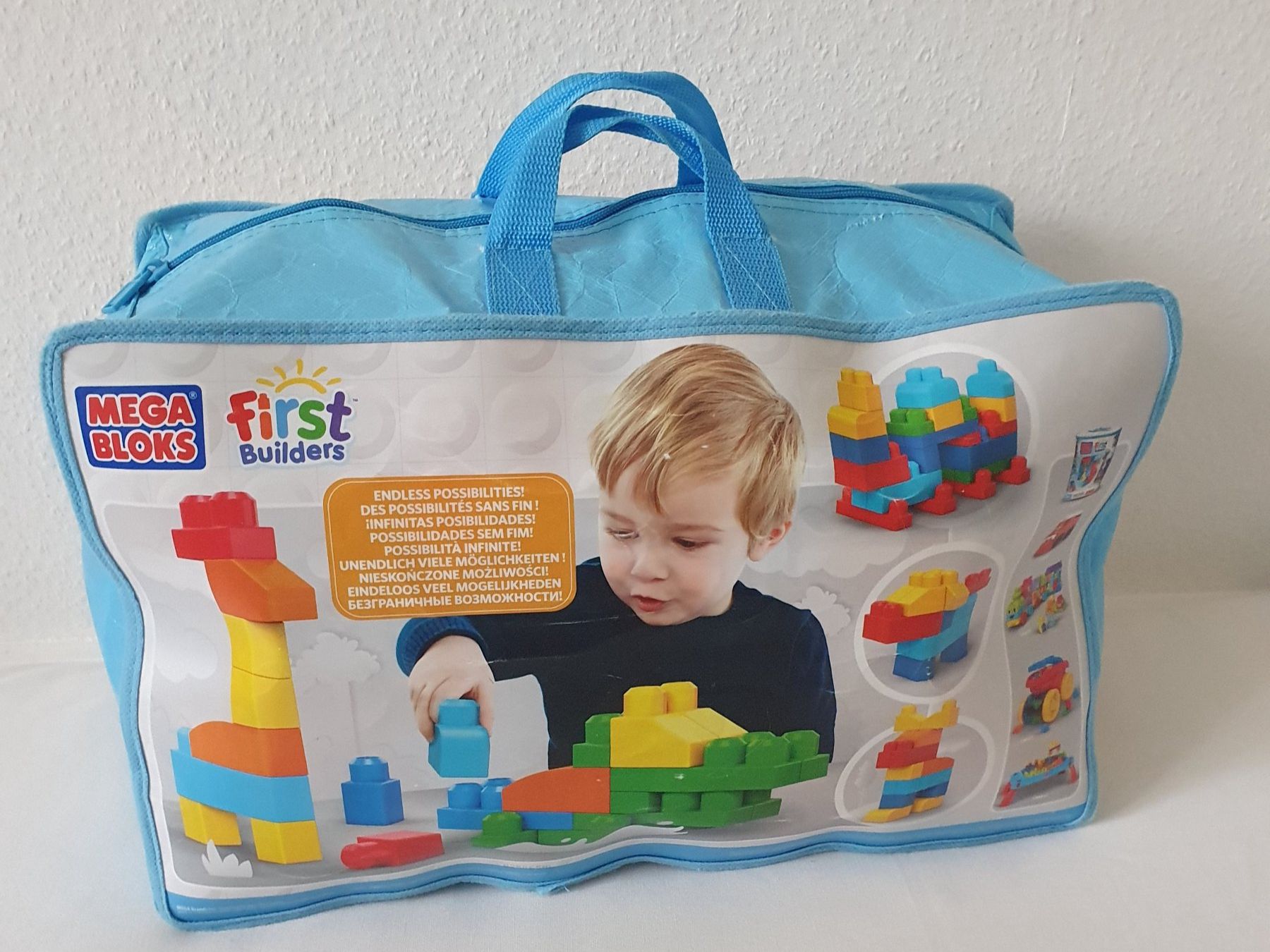 Mega Kit di costruzioni: Mega Bloks First Builders + Sac De Rangement Bleu – Usato da Lausanne venduto da Af2016