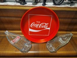 Plateau Coca-Cola vintage et 2 Plats bouteilles 1l