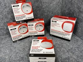 Kit Sécurité X-Sense : Station,  3 détecteurs fumée, 1 d'eau
