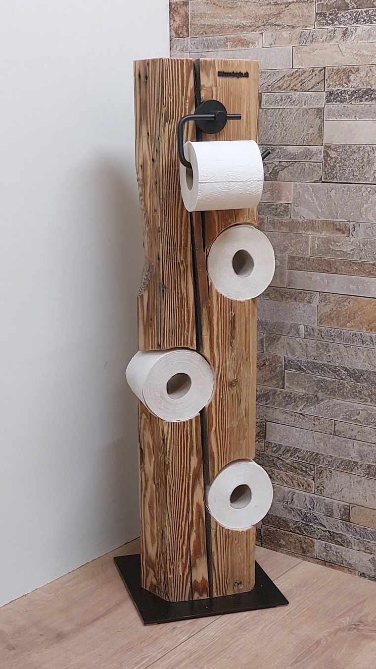 WC: Rustikaler WC-Rollenständer aus einem Altholzbalken – Nuovo e nell'imballaggio originale da Egnach venduto da Oldwoodstyle 7