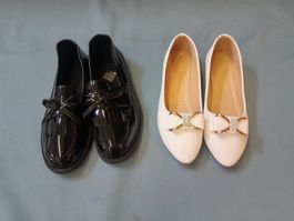2 PAAR NEUE DAMENSCHUHE GRÖSSE 40 SCHWARZ UND WEISS NEU