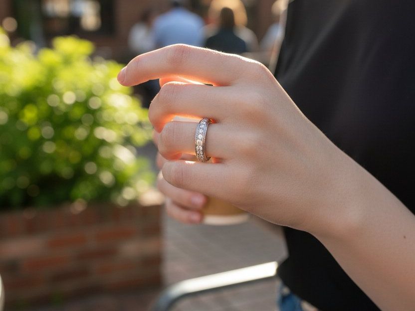 Anelli: White Gold Round Cut Diamonds Ring Bague Alliance – Usato da Apples venduto da the_7jtf 2