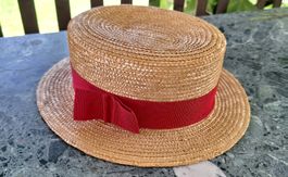 vintage Strohhut Damen Grösse 55 mit rotem Band 👒