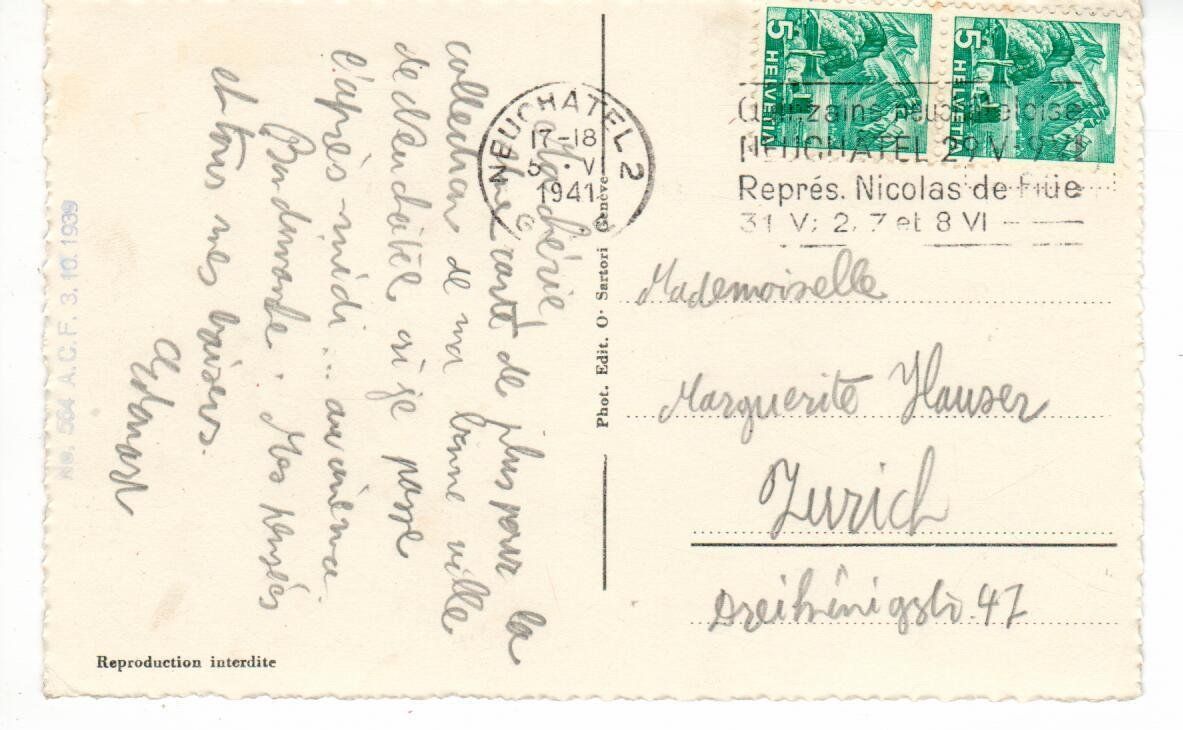 Cartoline postali: Neuchâtel 1941 – Usato da Wolhusen venduto da Curver9 1