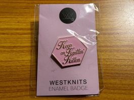 Brosche  Anstecker Pin Anstecknadel Keep on Knittin Kitten