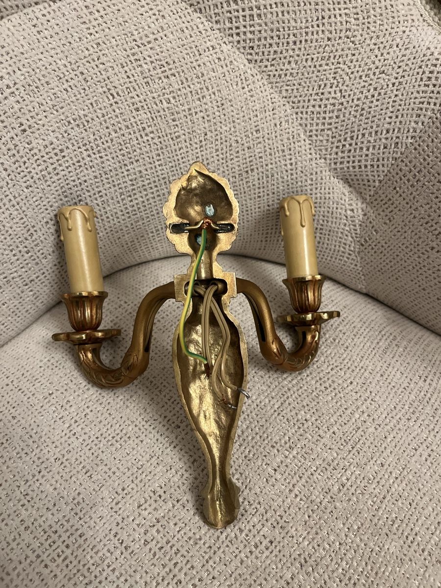 Lampen: alte Wandlampe doppelflammig Messing Vintage – Gebraucht aus Arboldswil von Sonnenelfe 2