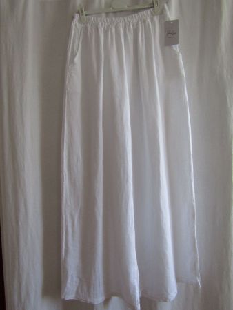Gr. 48/56, Leinen Culotte in Weiss mit Seitentaschen