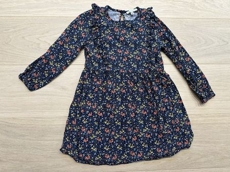 Robe fleurs liberty bleue marine à volants 5 ans NEUF 