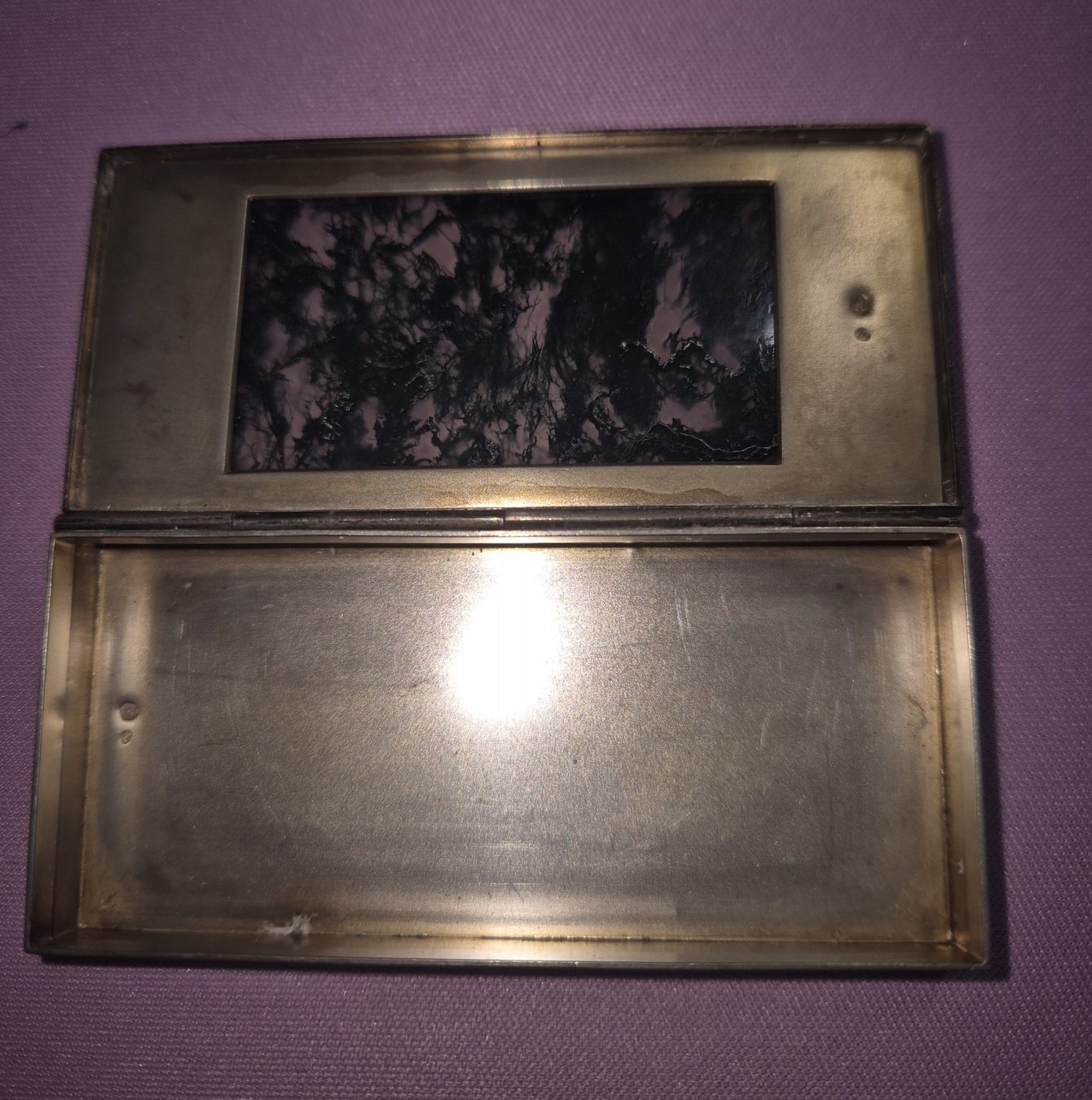 Contenitori & Simili: Silber Pillendose mit Moosachat, alt , keine Stempel – Usato da Neuwilen venduto da Sommervog1 2