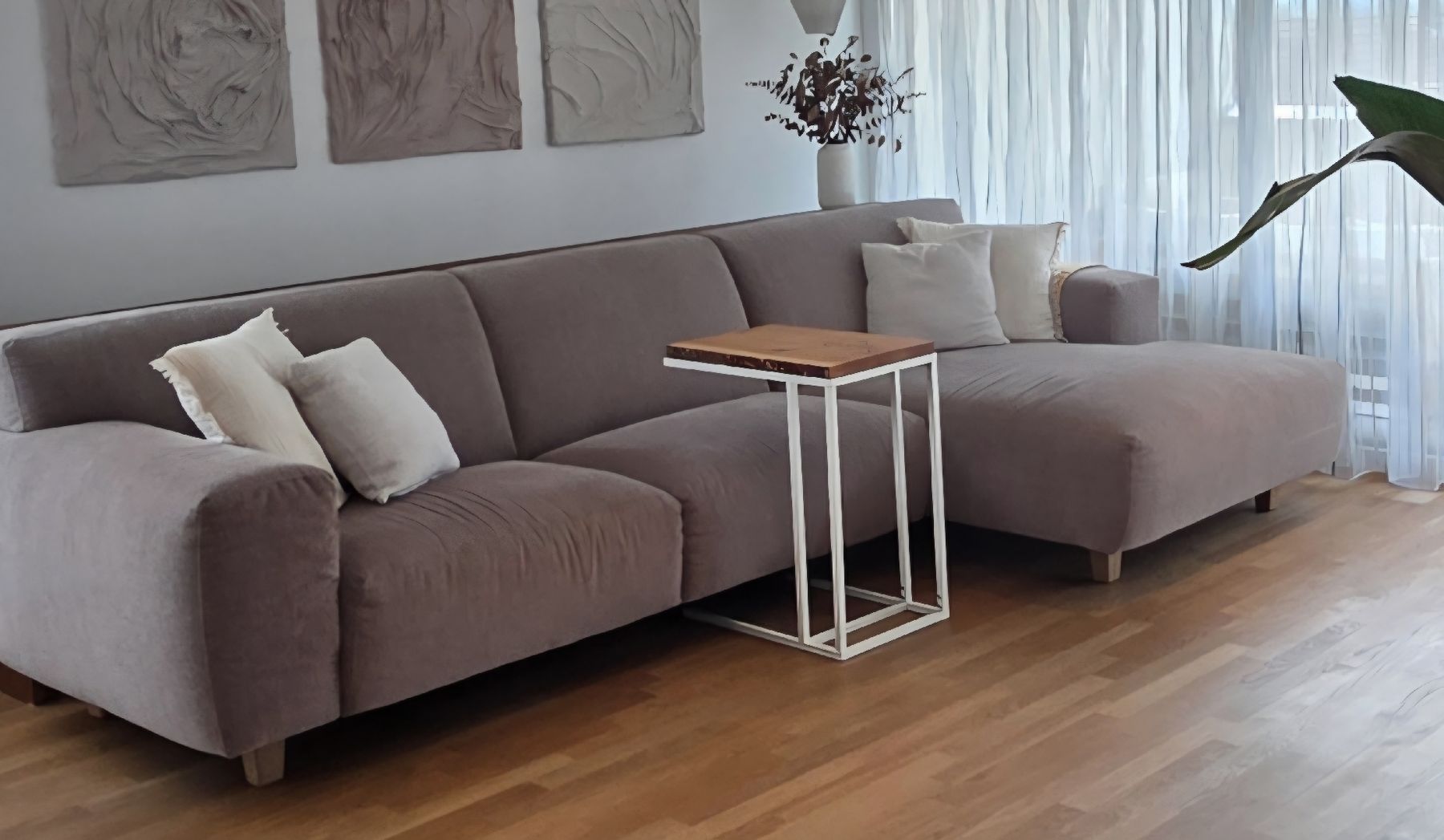 Sofas: Ecksofa Vada beige mit passender Holzablage /Holzfüsse Eiche – Neu (gemäss Beschreibung) aus Nendeln von Zopfie_ 1