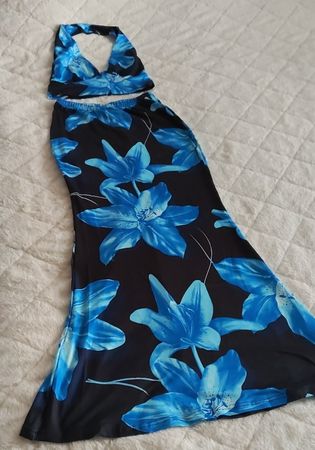 Ensemble 2 pièces d'été (Crop Top Dos Nu + Jupe Longue)