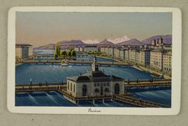 GENF, GENÈVE, ÎLE ROUSSEAU, RHONE, AQUATINTA VON DIKENMANN