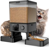 Oneisall 5L Futterautomat Katze 2 Näpfe Katzenfutter Schwarz