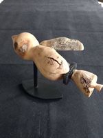 Holzvogel auf Metallständer, schöne Deko Unikat