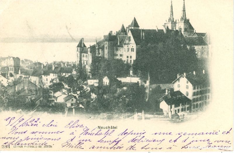 Cartoline postali: Neuchàtel - Ville + 1902 – Usato da Emmenbrücke venduto da teestube