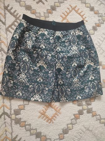Tommy Hilfiger Minirock, Gr. 8 Grün-Gold Muster, Top!