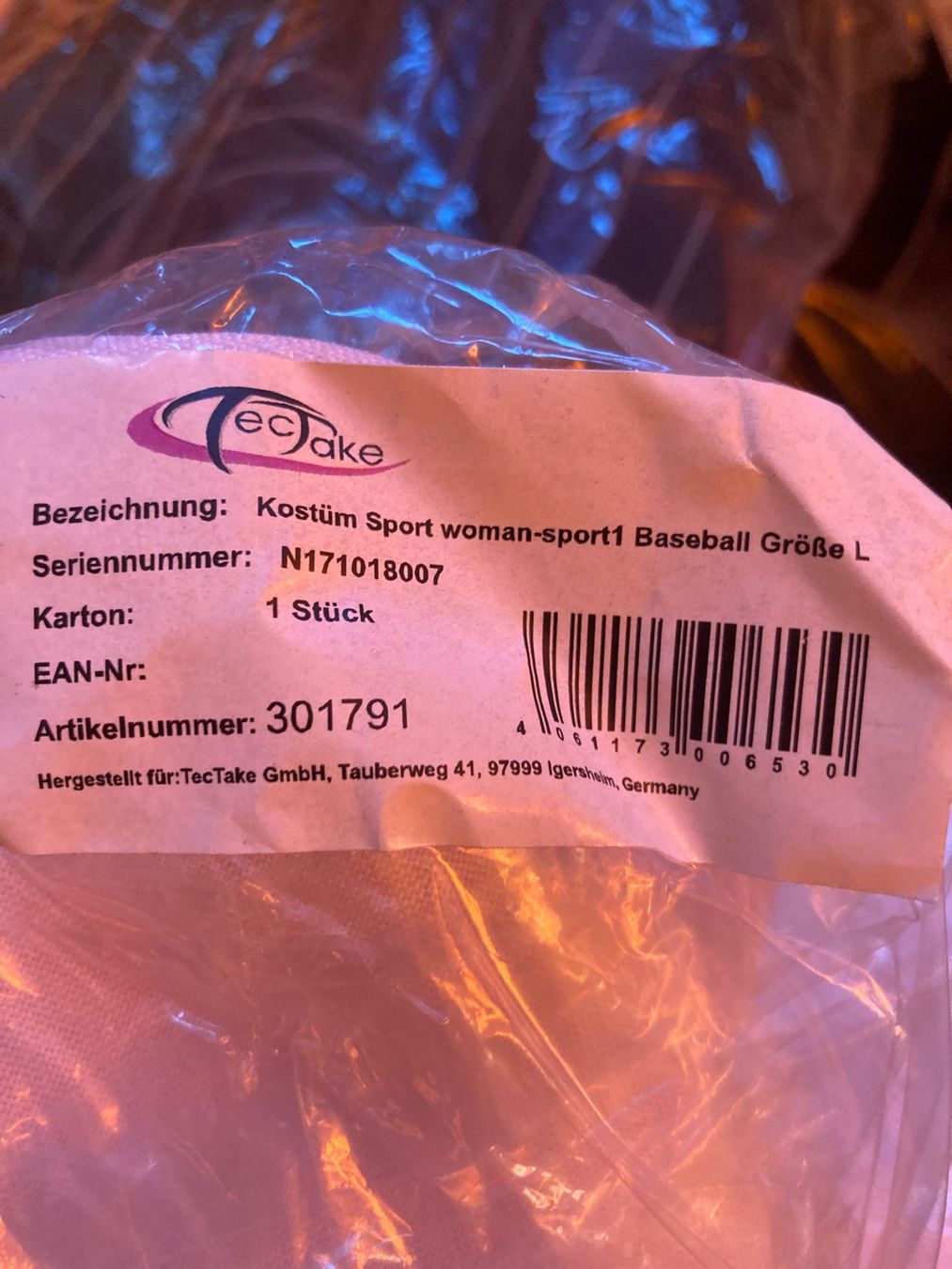 Costumi: Kostüm Baseball Damen L – Nuovo e nell'imballaggio originale da Aarwangen venduto da to-hirschi 4