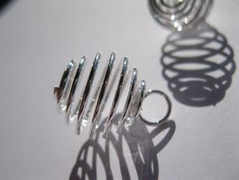 5 Metallperlen Spirale, versilbert 15x20