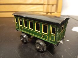 Antiker Blech-Eisenbahnwagen, grün, Nr. 2,Top Zustand!