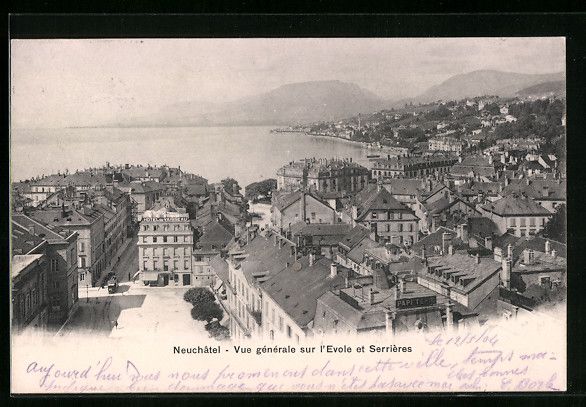 Cartoline postali: Neuchâtel, Vue generale sur l'Evole et  – Usato da Berlin venduto da bartko-reher