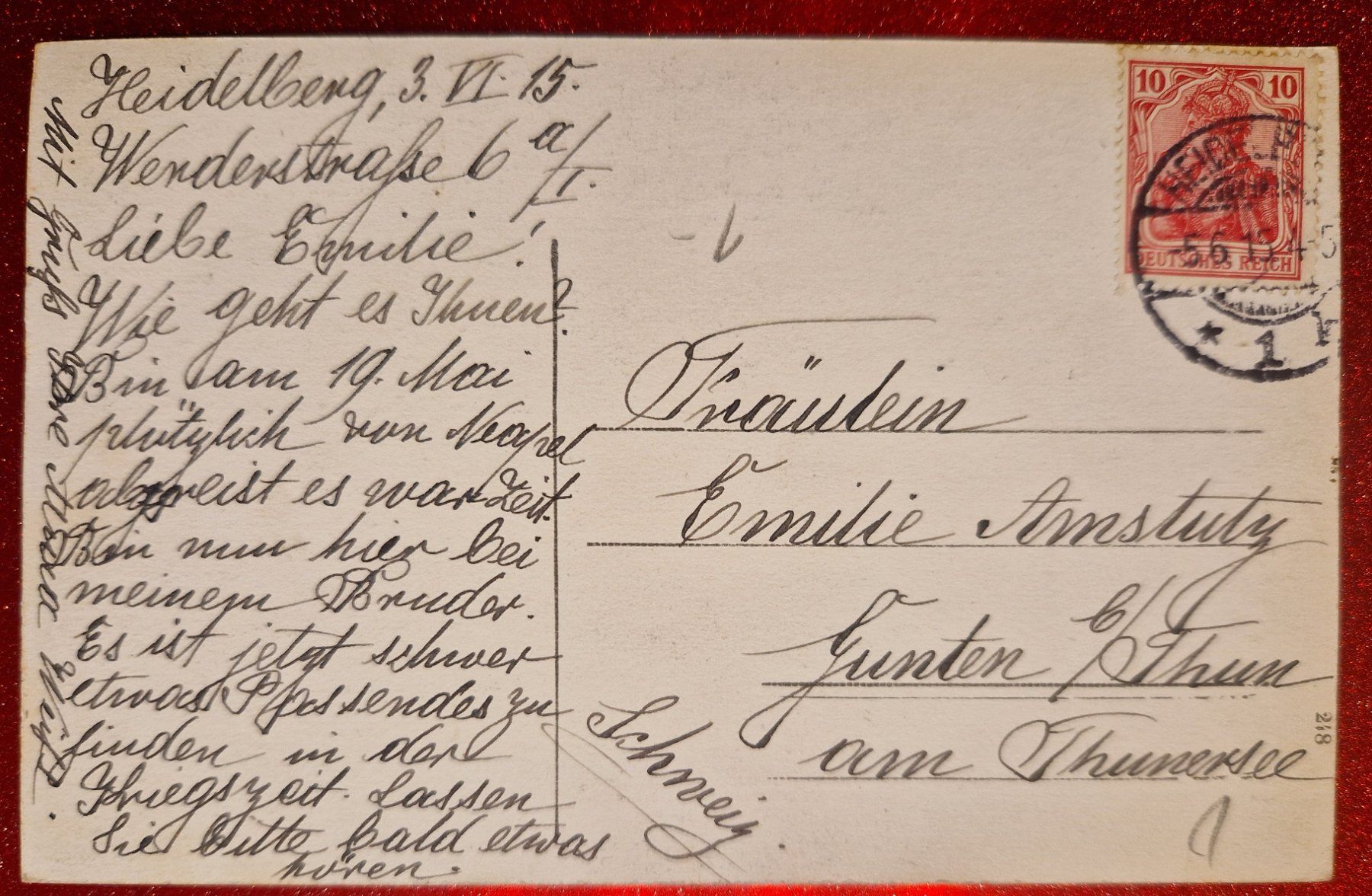 Cartoline postali: Heidelberg Schloss 1915 – Usato da Melchnau venduto da Fishel 1