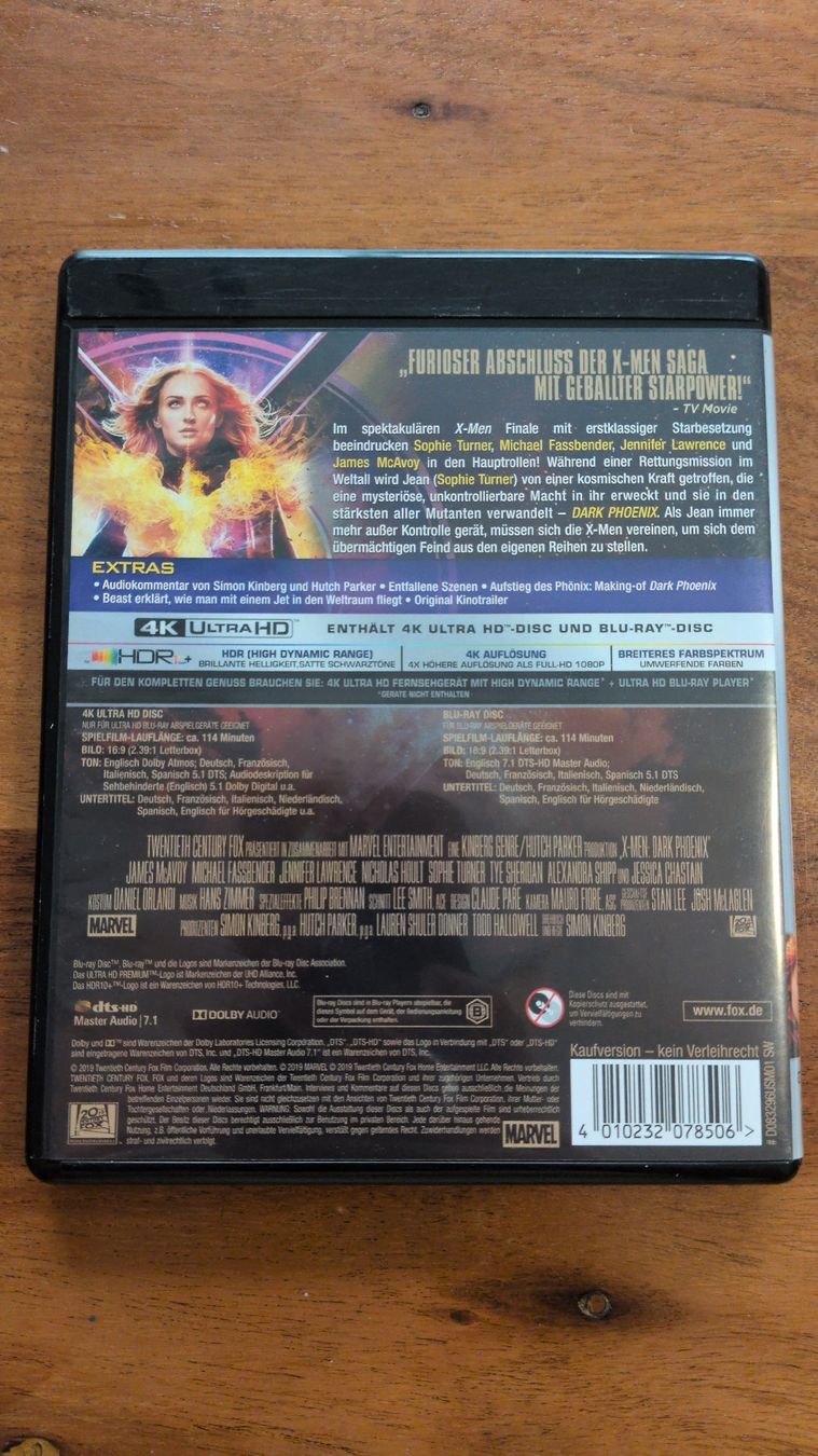 Tutti i DVDs: X-Men Dark Phoenix 4K Ultra HD  – Usato da Thun venduto da Pizzamike 1