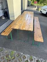 Biertischgarnitur 60cm Holz Metall gebraucht 2 Bänke 1 Tisch