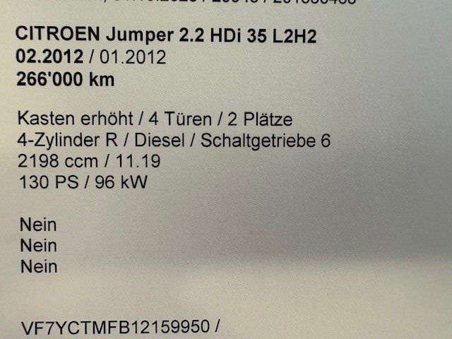 Citroen Jumper Anhangelastnull