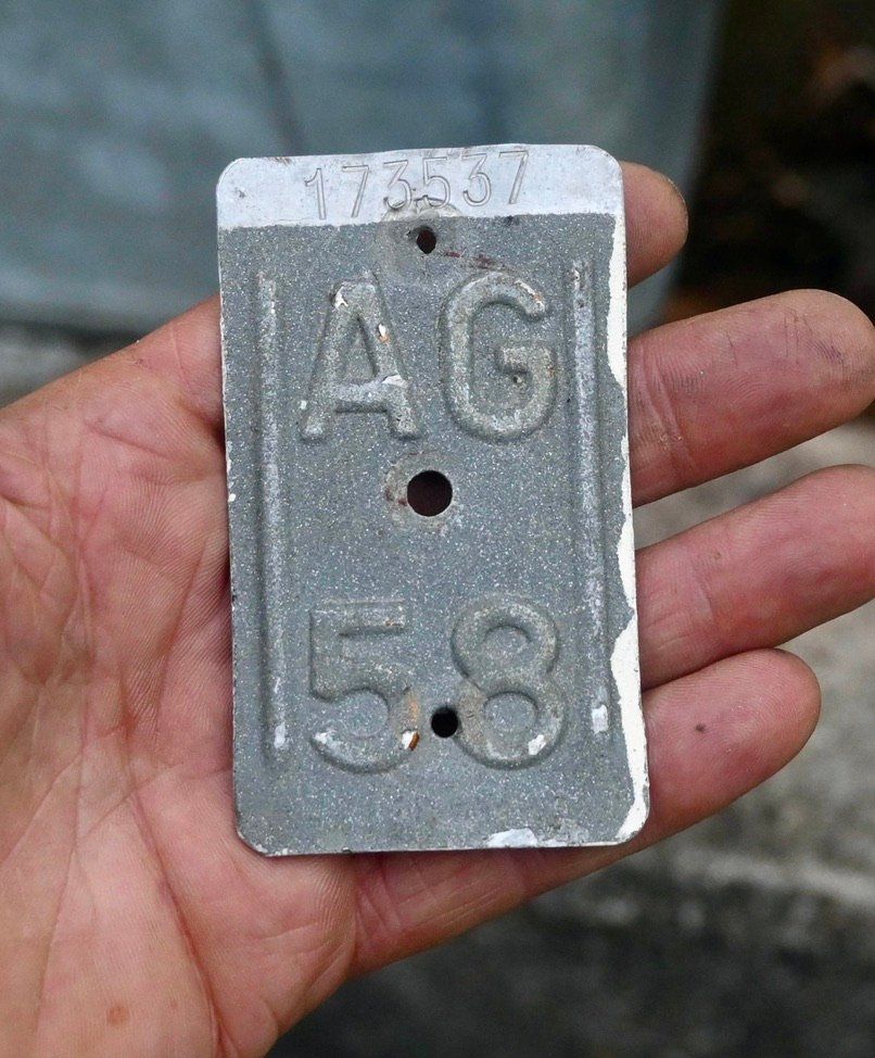 Insegne: Velonummer AG 58 von 1958 - Aargau – Usato da Pfaffhausen venduto da mono_rec 1