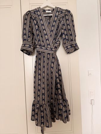 Sandro Wickelkleid dunkelblau aus 100% Seide