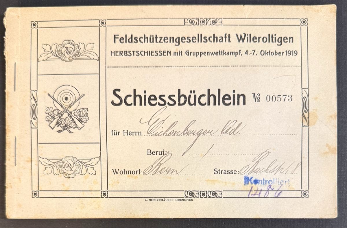 Livres: Schiessbüchlein Wileroltigen 1919 – D'occasion à Bern par felberunderground